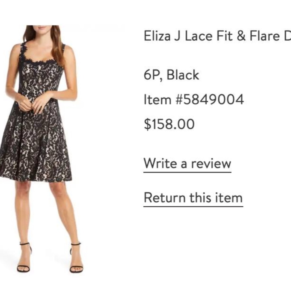 Eliza J Lace Fit & Flare Dress 6P